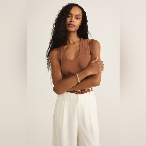 Z Supply Cocoa Ribbed Tank Top - Picture 5 of 10